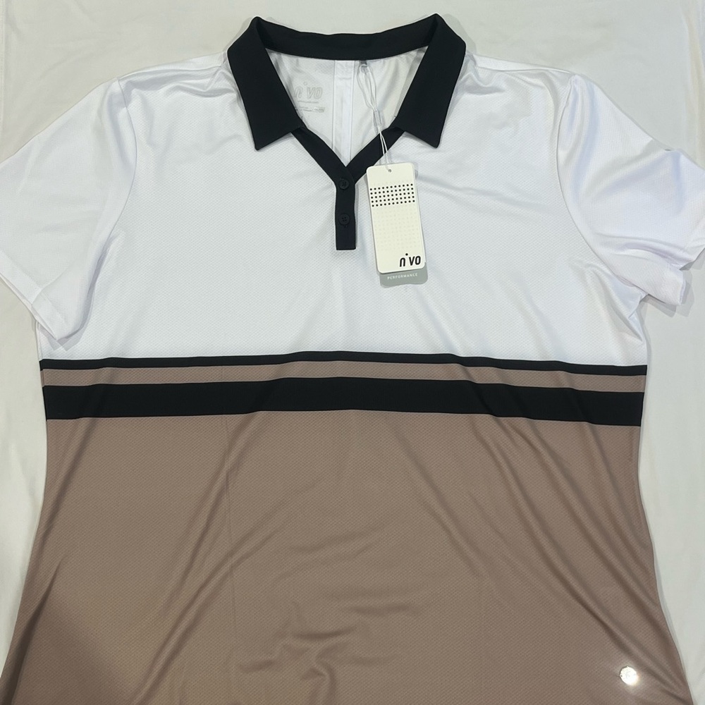 Nivo White and Tan Polo Shirt